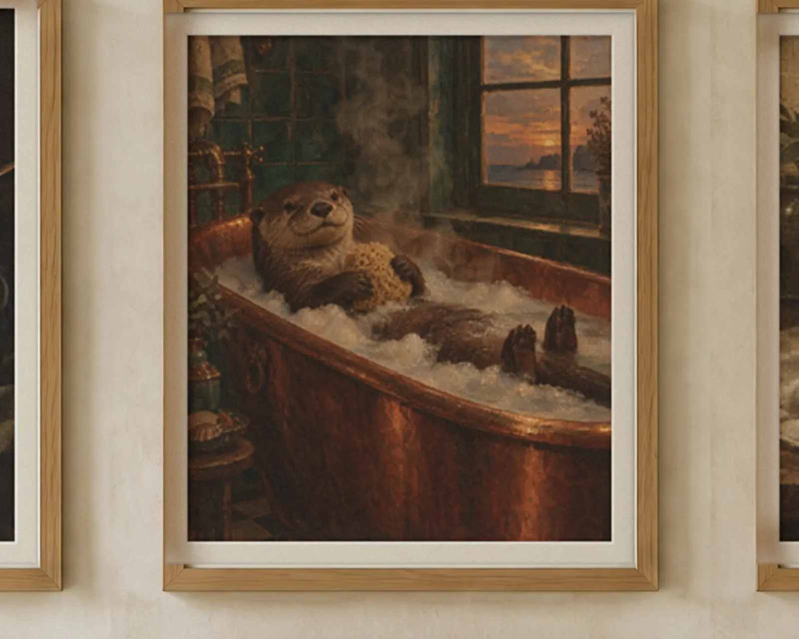 Kitchen and Bath Wall Art Bundle of 12, shown in a second room