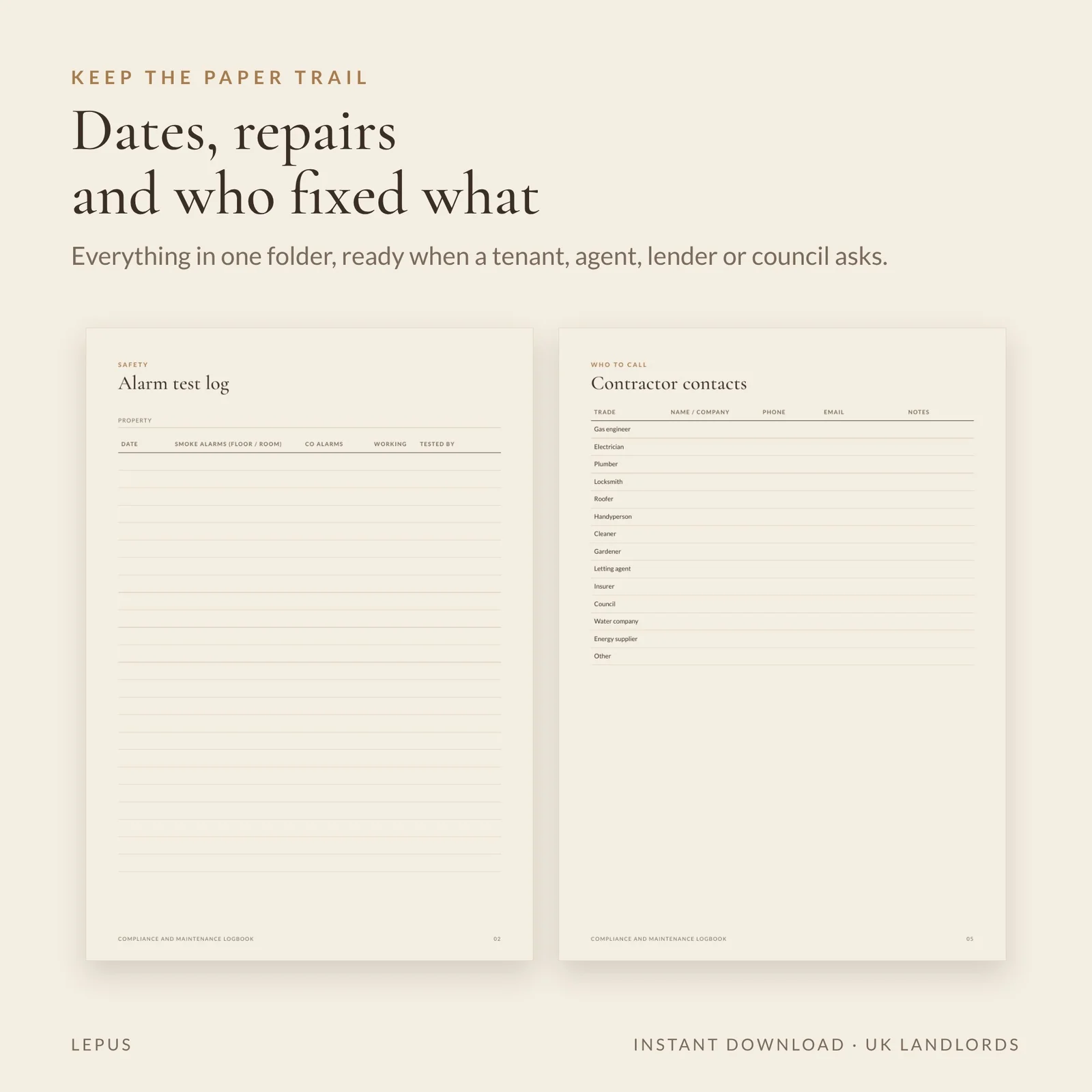 Compliance and Maintenance Logbook, preview 2 of 3