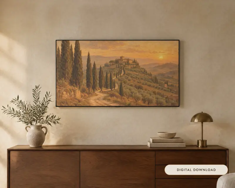 Landscape Frame TV Art Set of 6, shown in a room