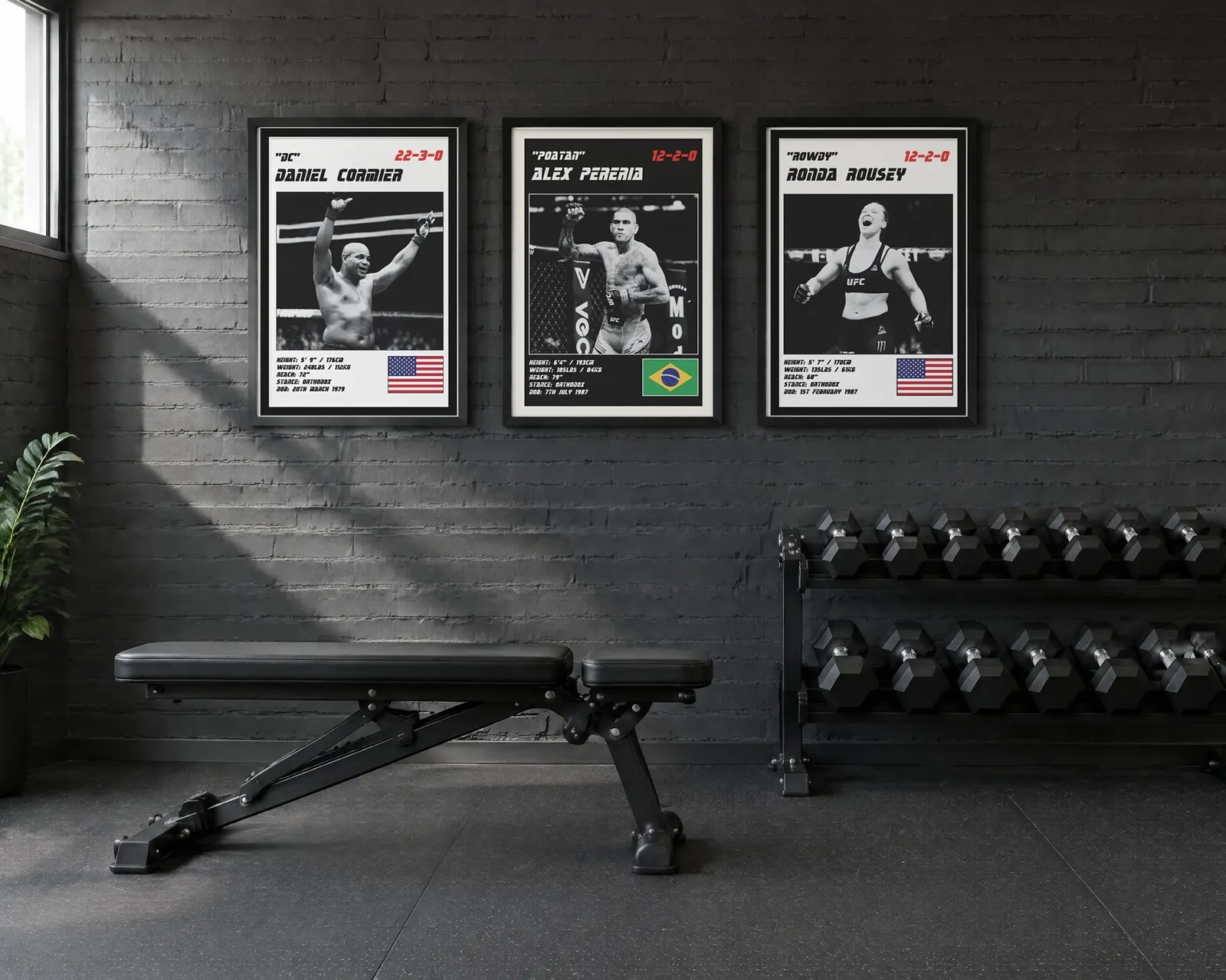 MMA Poster Set of 3, shown in a second room