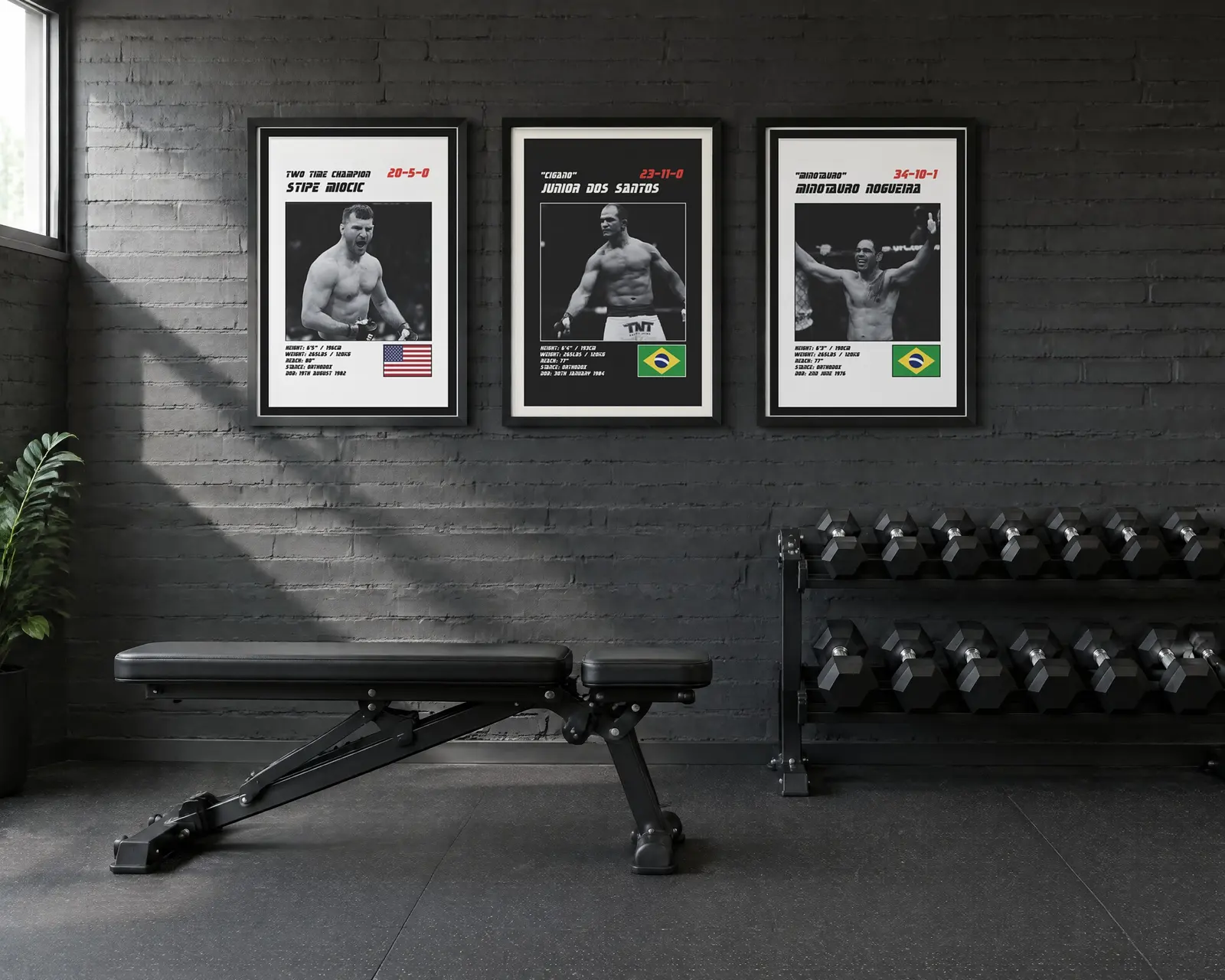 MMA Poster Set of 3, shown in a second room