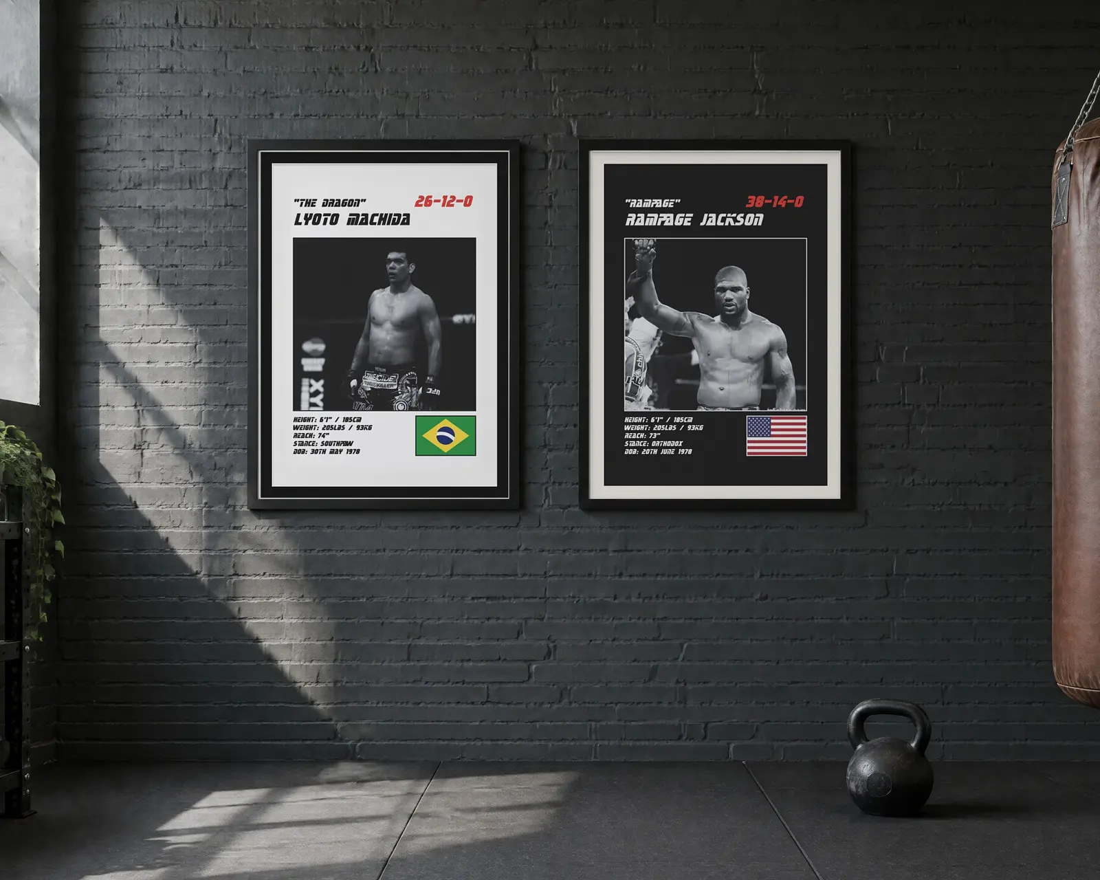 MMA Poster Set of 5, shown in a second room