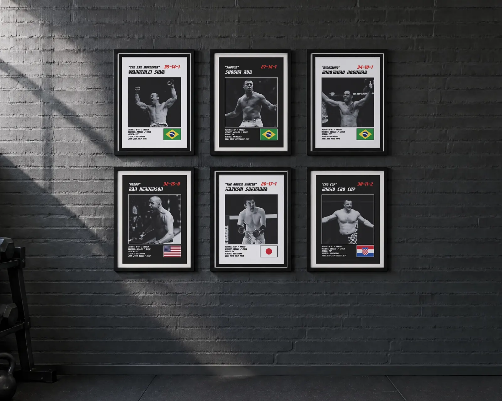 MMA Poster Set of 6, shown in a second room
