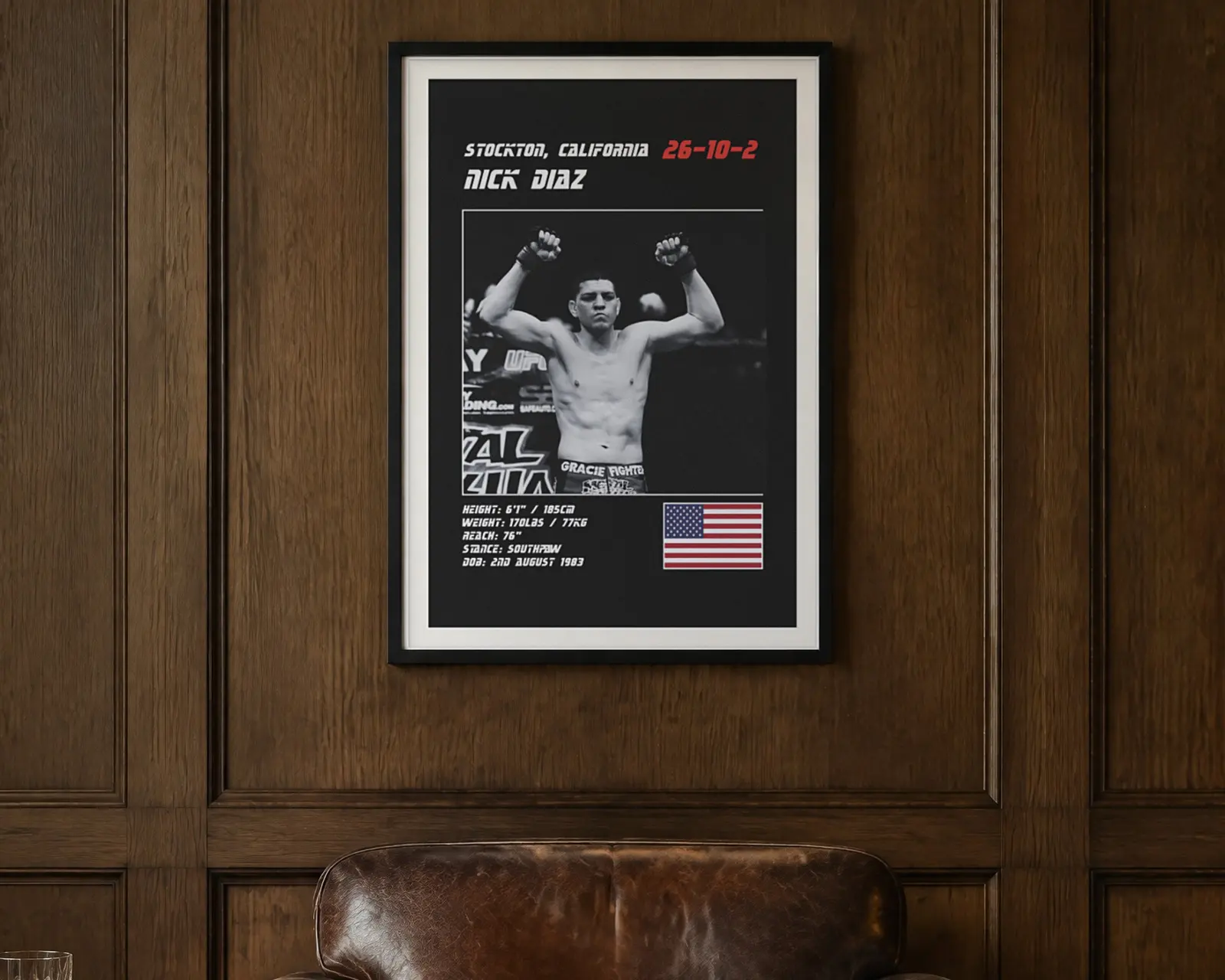Nick Diaz MMA Poster, shown in a second room