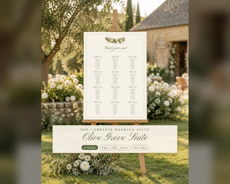 Olive Grove Complete Wedding Suite, template preview