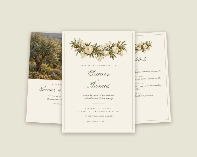 Olive Grove Invitation Suite, template preview