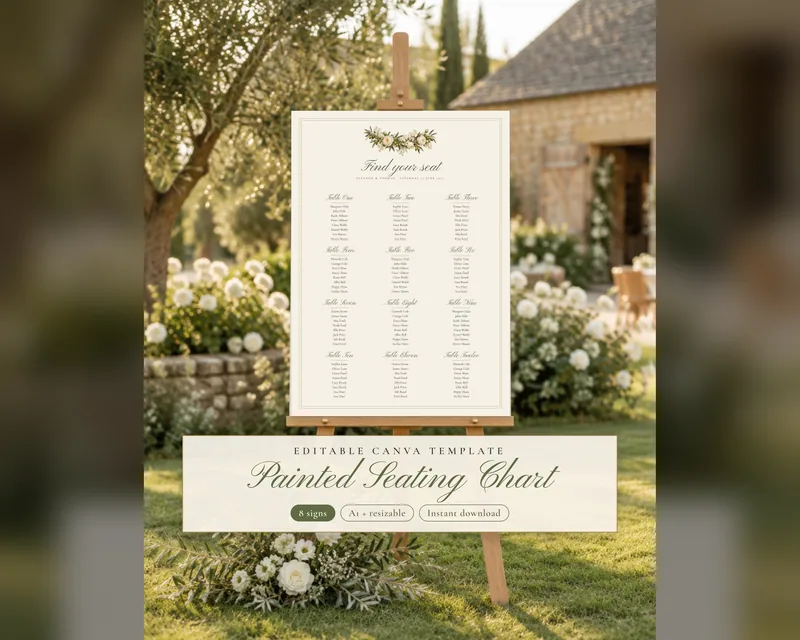 Olive Grove Wedding Signs Set, template preview