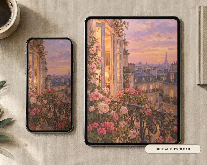 Paris Balcony Wallpaper, shown in a room
