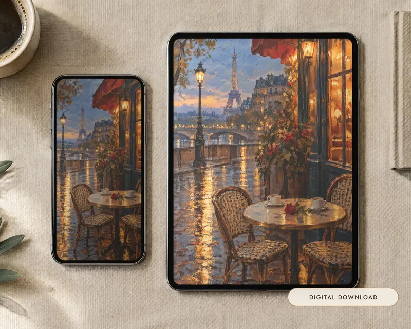 Paris Cafe Wallpaper, shown in a room