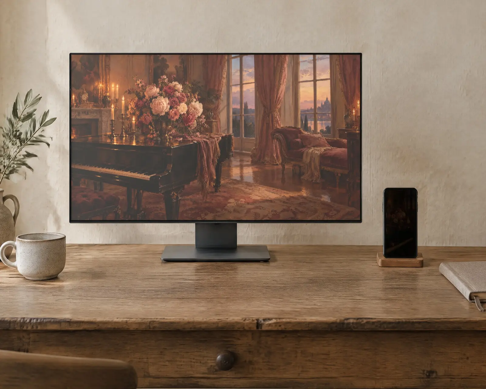 Piano Room Wallpaper, shown in a second room