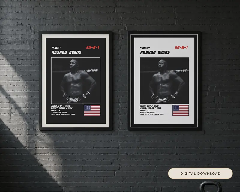 Rashad Evans MMA Poster, shown in a room