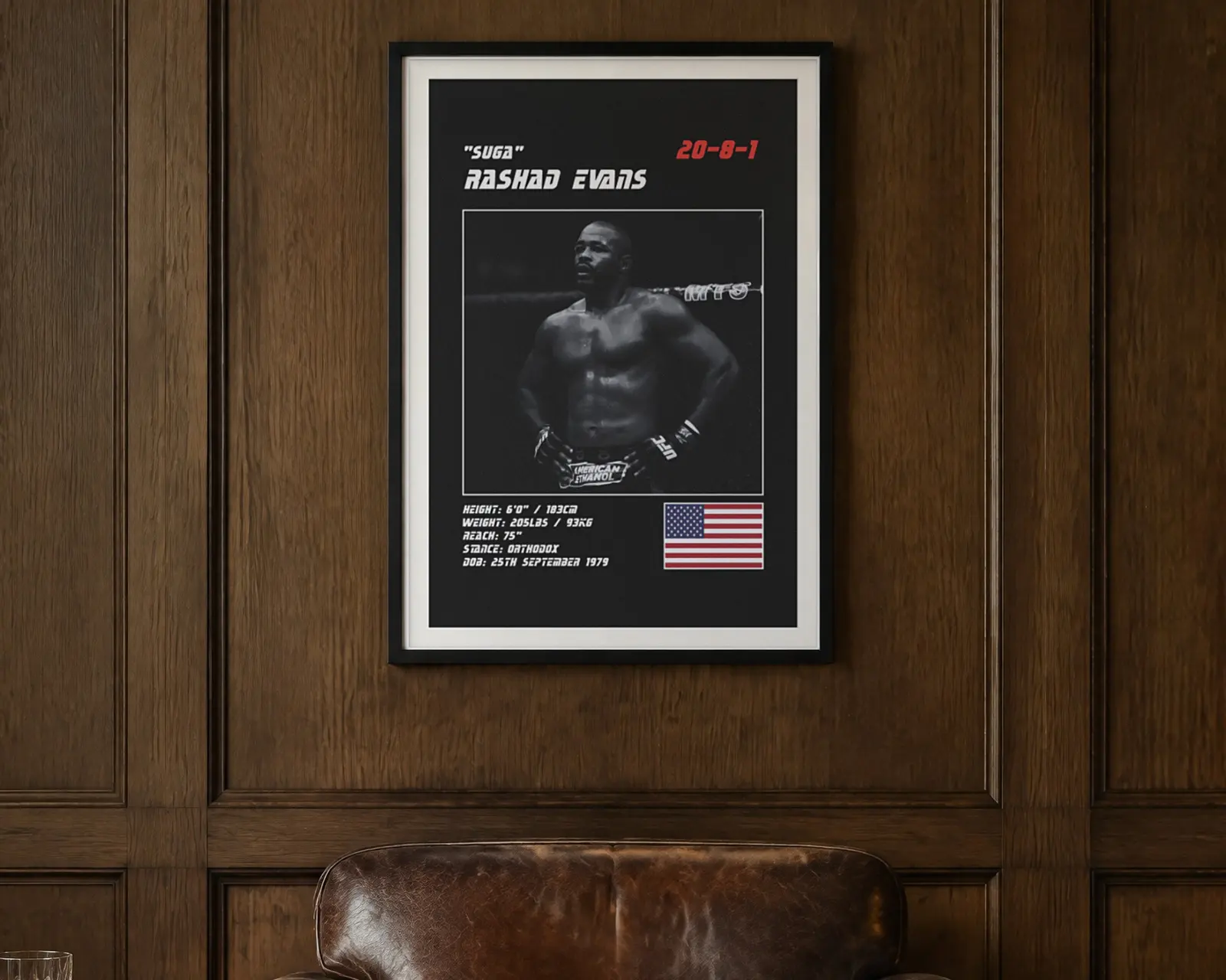 Rashad Evans MMA Poster, shown in a second room