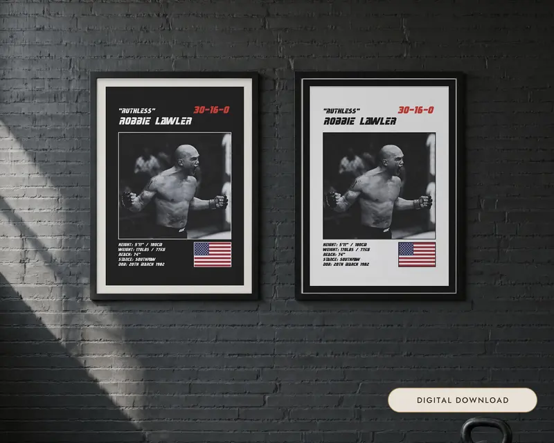 Robbie Lawler MMA Poster, shown in a room