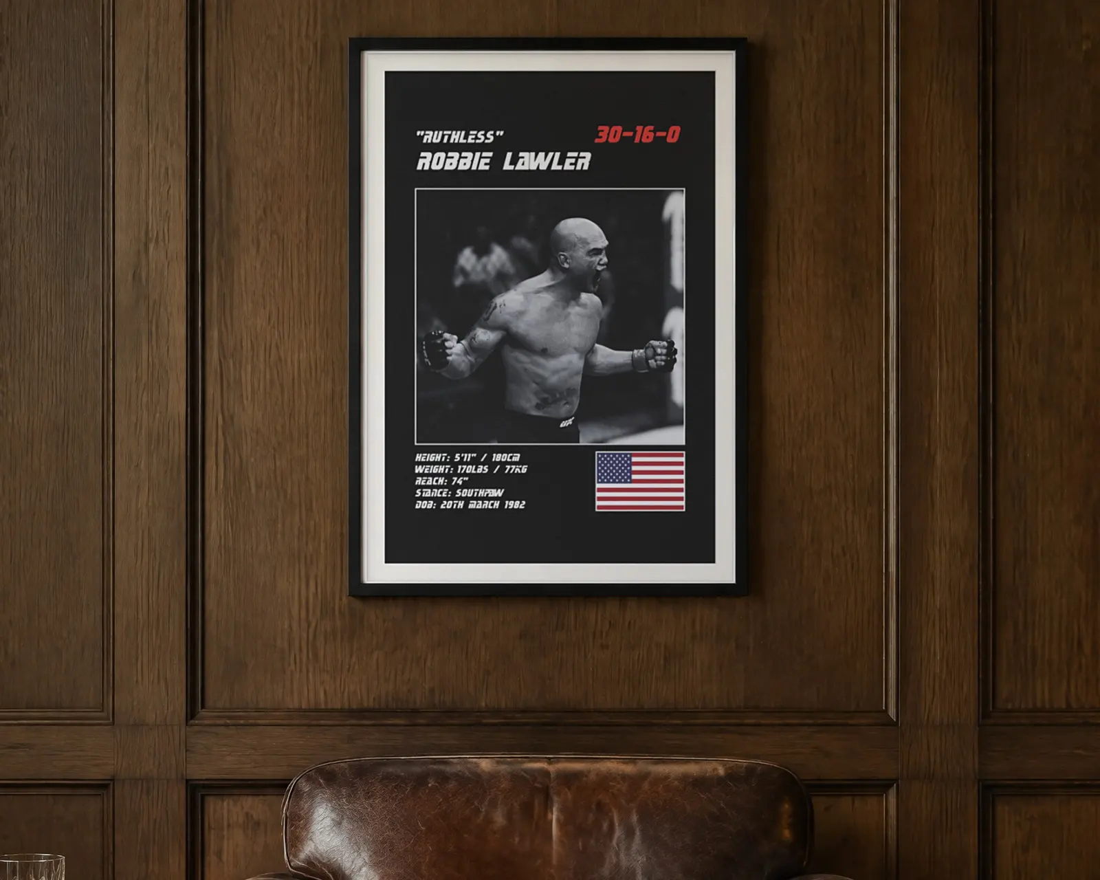 Robbie Lawler MMA Poster, shown in a second room