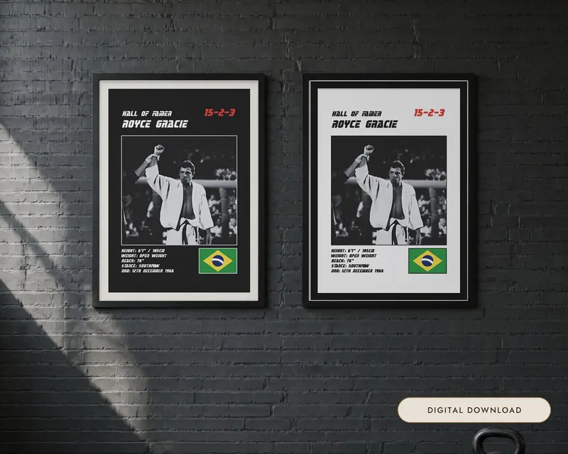 Royce Gracie MMA Poster, shown in a room