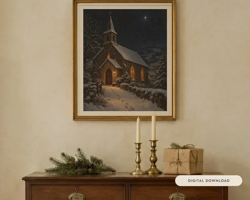 Silent Night Print, shown in a room
