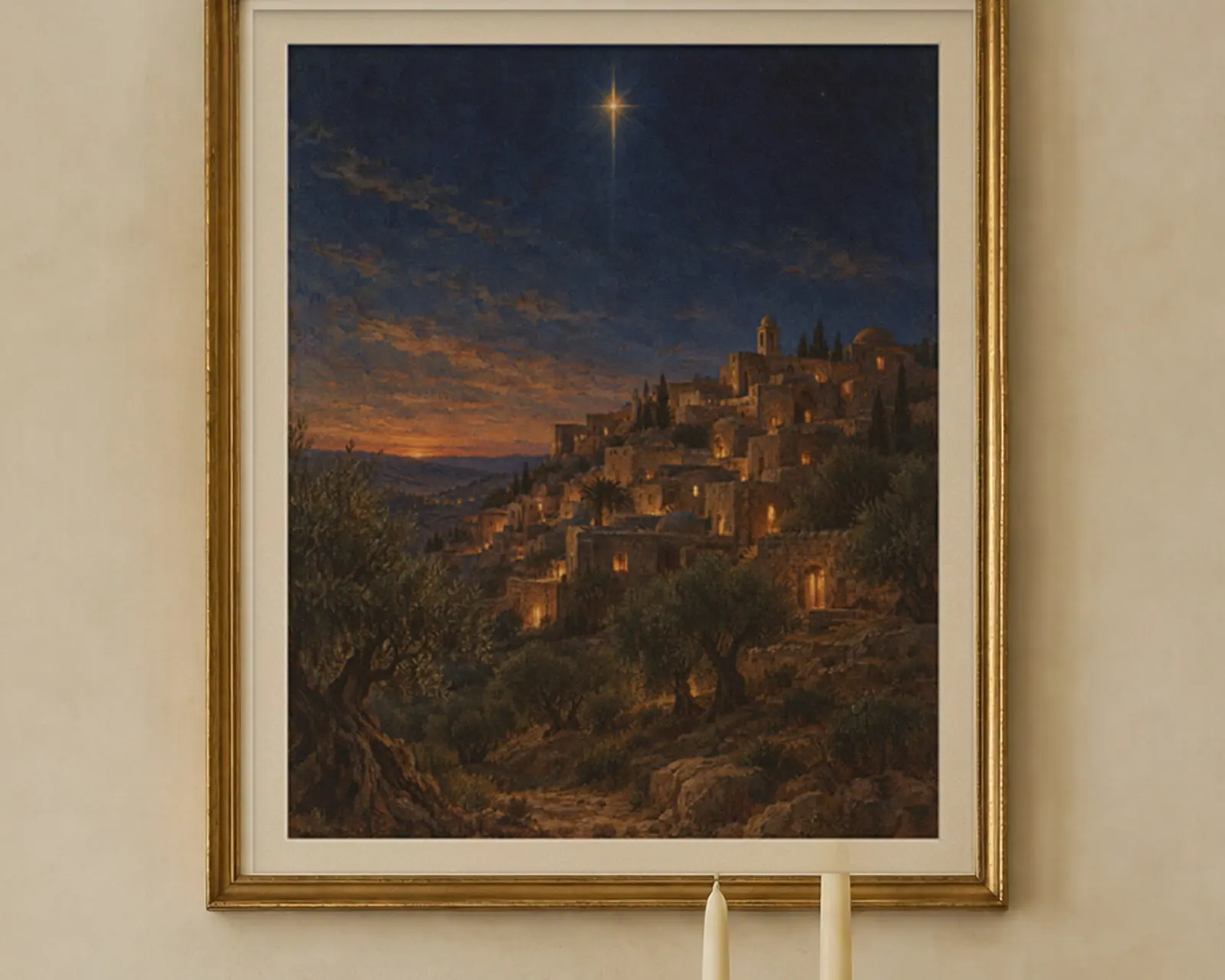Star of Bethlehem Print, shown in a second room