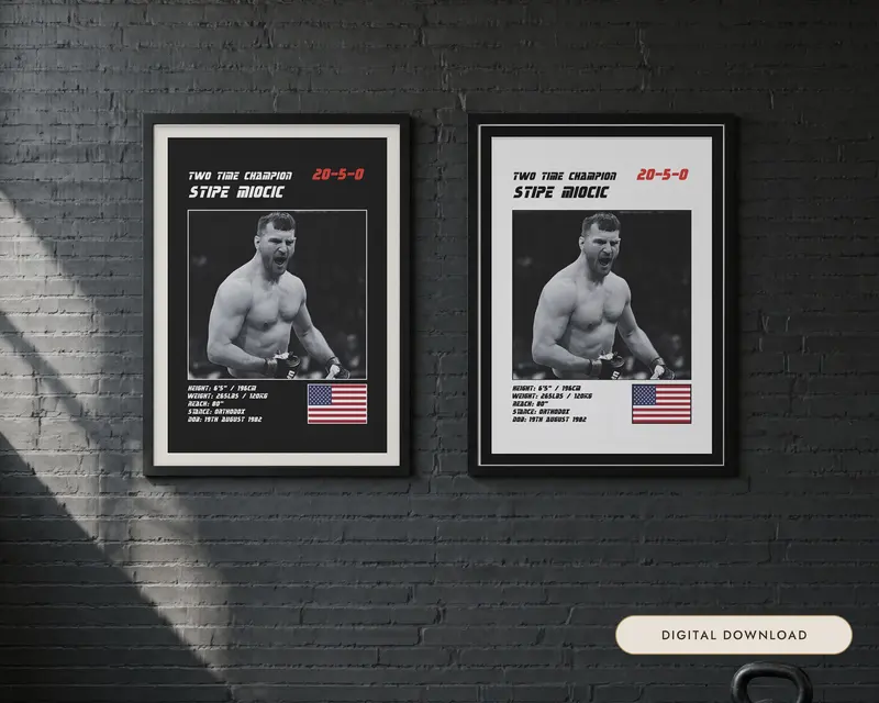 Stipe Miocic MMA Poster, shown in a room