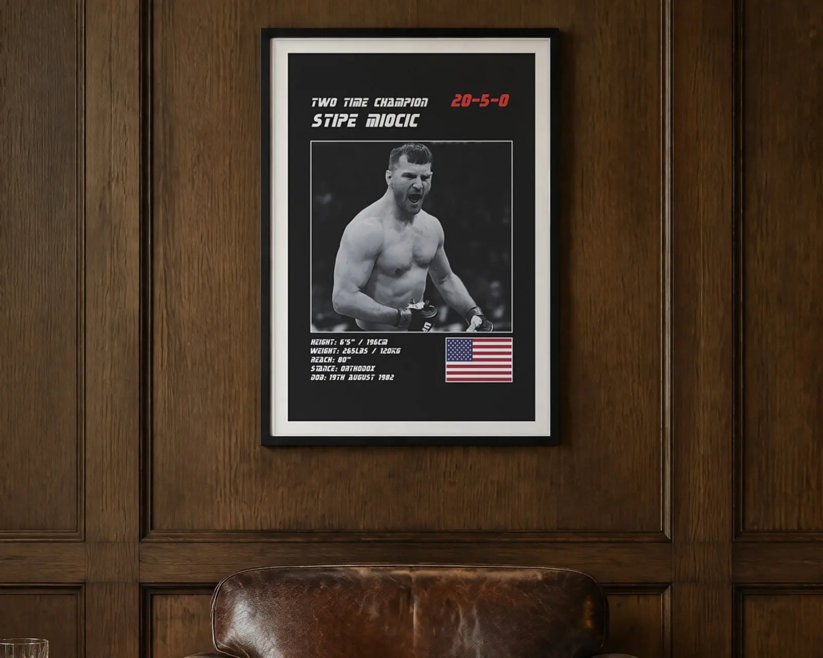 Stipe Miocic MMA Poster, shown in a second room