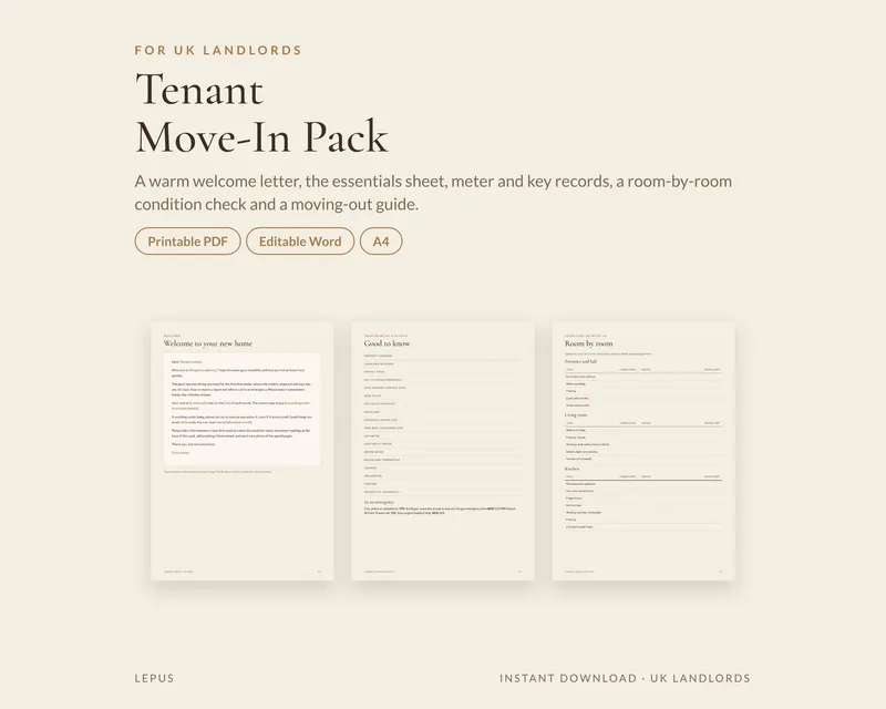 Tenant Move-In Pack, template preview
