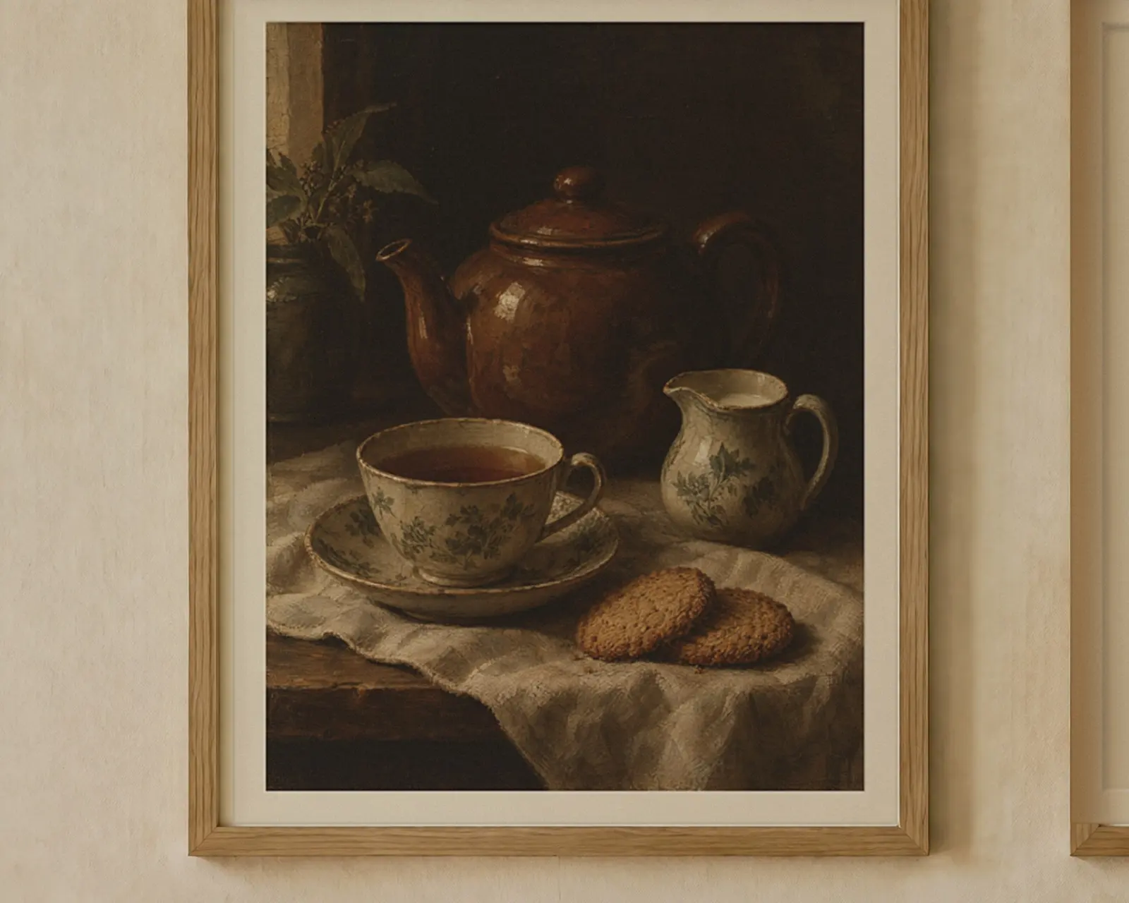 The Teapot Kitchen Print Set of 2, shown in a second room