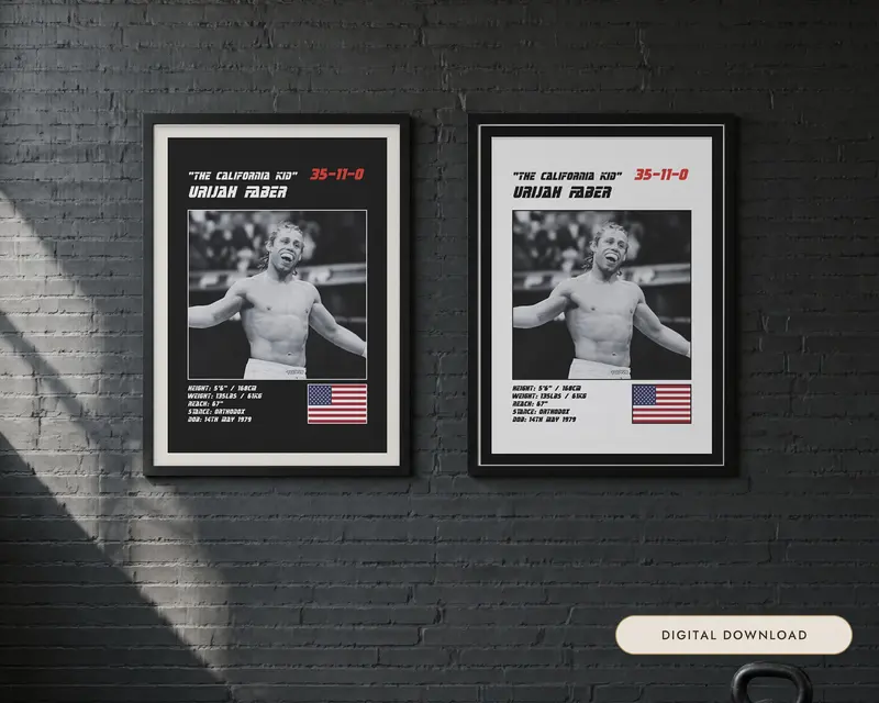 Urijah Faber MMA Poster, shown in a room