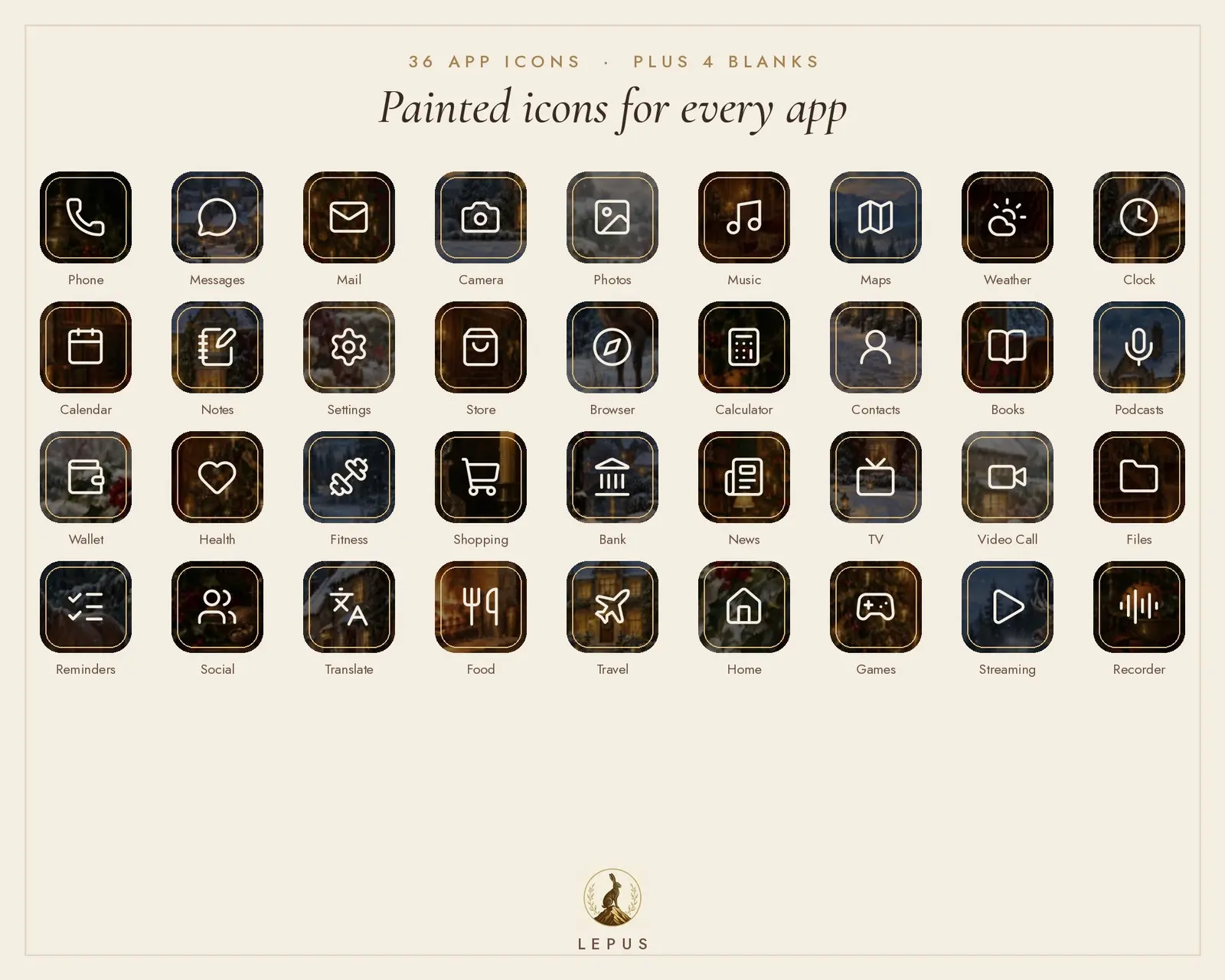 Vintage Christmas Phone Theme, App Icons, Widgets and Wallpapers, shown in a second room