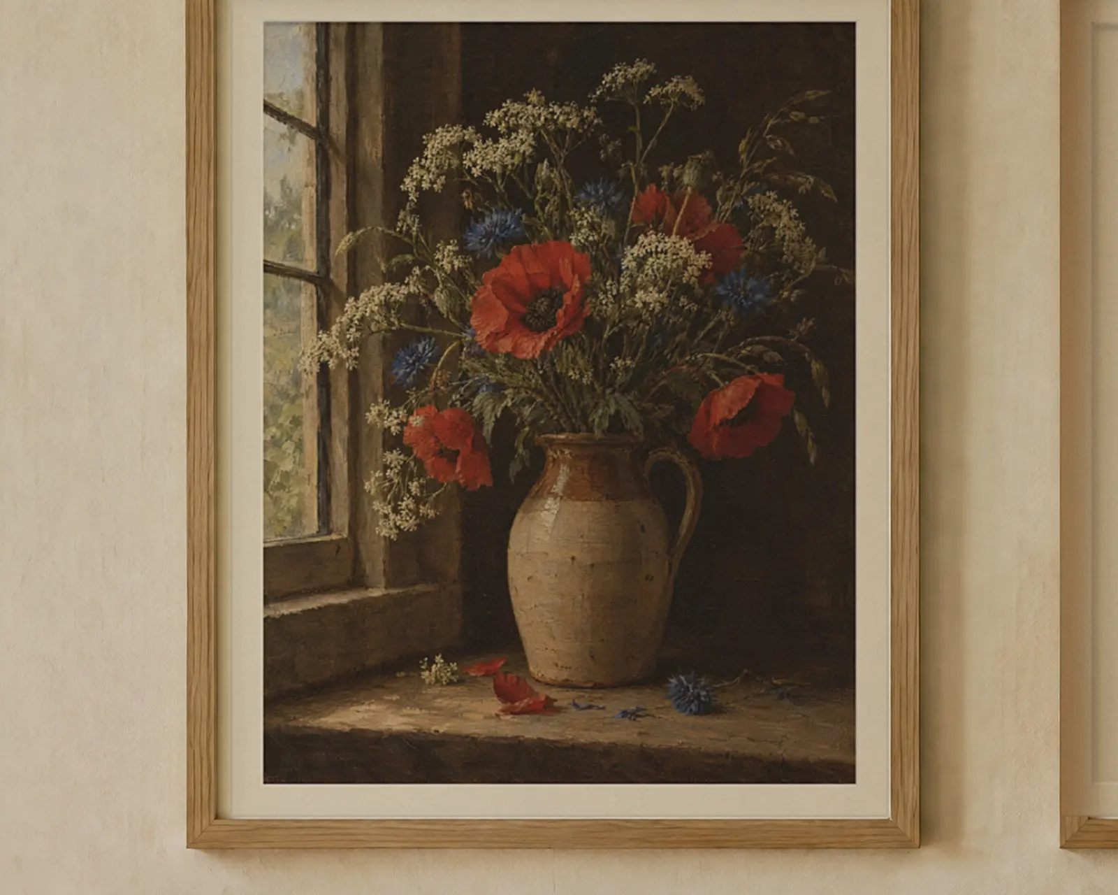 Wildflowers in a Jug Kitchen Print Set of 2, shown in a second room