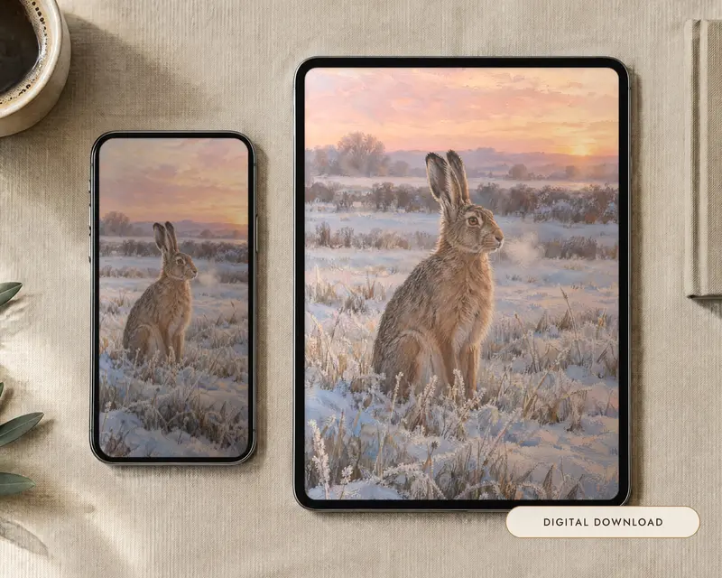 Winter Hare Wallpaper, shown in a room