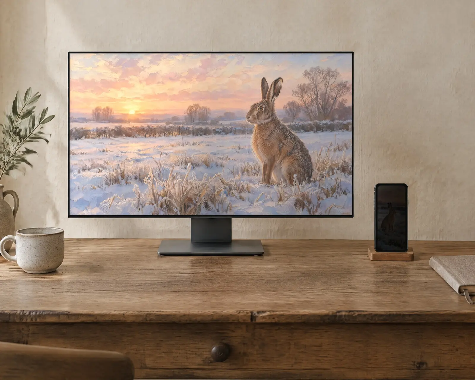 Winter Hare Wallpaper, shown in a second room